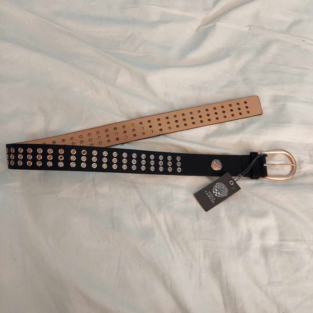 NWT Vince Camuto Black Belt, Gold Hardware